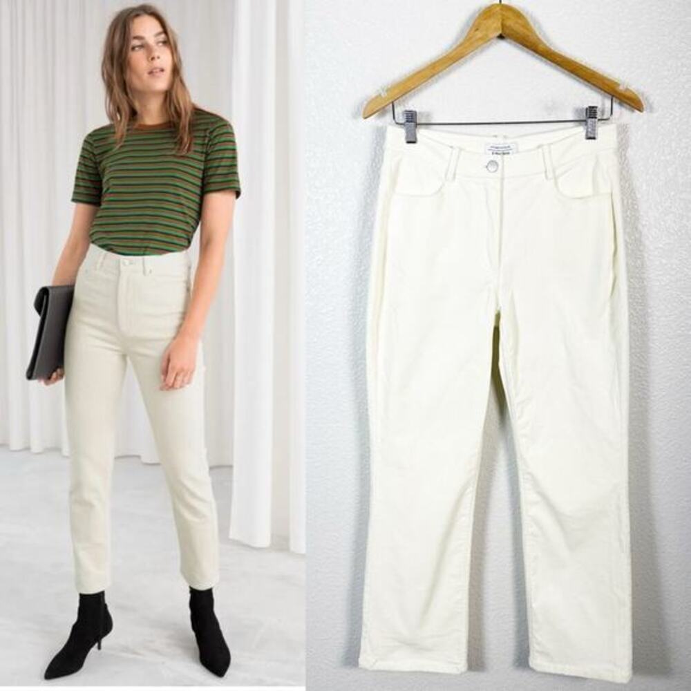 & Other Stories NWT Office High‎ Waisted Slim Corduroy Trouser Pants Ivory 6